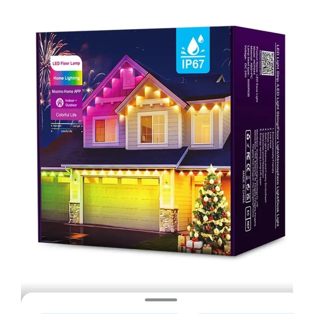 POOFZY Permanent Outdoor Lights for House,100ft RGB+IC Smart Outdoor Decor,